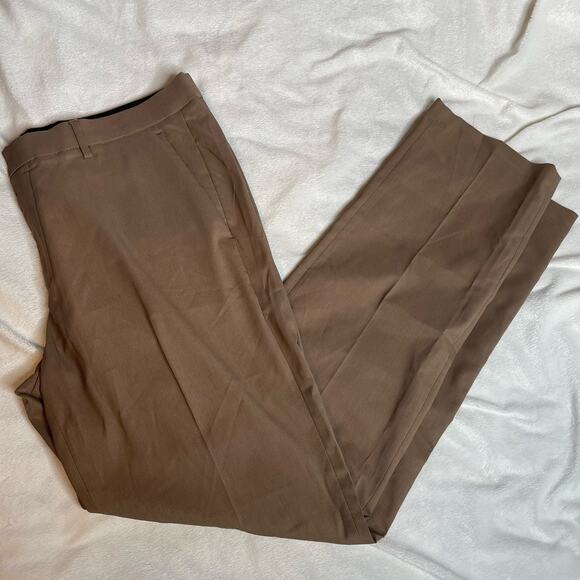 ALFANI Tank Brown Khaki Pants 34x32 Stretch Waist Polyester Blend Straight Leg - Picture 1 of 4
